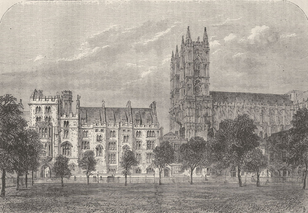 WESTMINSTER SCHOOL. Dean's Yard, Westminster, looking North. London c1880